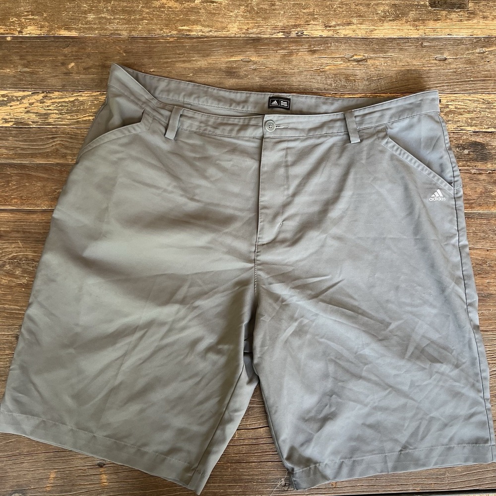 Adidas Men's Size 40 Gray Flat Front‎ Pocketed 10" Inseam Shorts Golf Outdoor